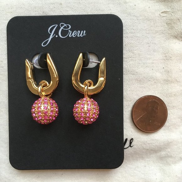 J. Crew pink crystal ball earrings NWT - Picture 3 of 5